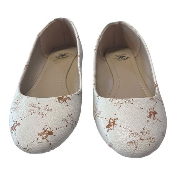 NWOB Beverly Hills Polo Club | Cream Tan Logo Slip on Flats - Picture 2 of 5